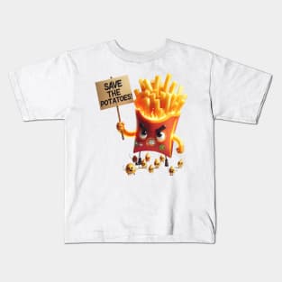 Revolutionary Fries – Save the Spuds Protest Sticker Kids T-Shirt